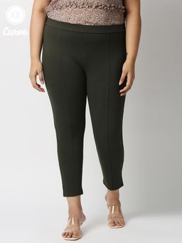 Twenty Dresses by Nykaa Fashion - Curve Olive Solid Skinny Jeggings