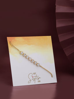 Carlton London - Gold Plated CZ Studded Adjustable Bracelet