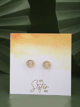 Carlton London - Gold Plated CZ Studded Stud Earring