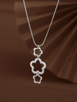 Carlton London - Rhodium Plated Floral Shaped Pendant with Chain