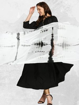 Dupatta Bazaar Donna Chiffon Shibori Viola – Dupatta Tinta A Mano Taglia Unica, Elegante
