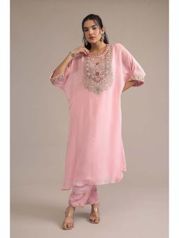 Zari Jaipur - Pink Sequined Kaftan Kurti with Pant