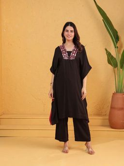 STUDIO MISRI - Black Embroidered Kaftan Kurta with Pant