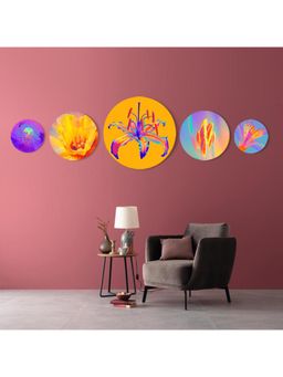 The Artment - Flamboyant Flowers Canvas (Matte Finish)- Multi Set of 5