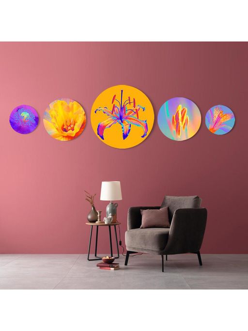 The Artment Flamboyant Flowers Canvas (Matte Finish)- Multi Set of 5