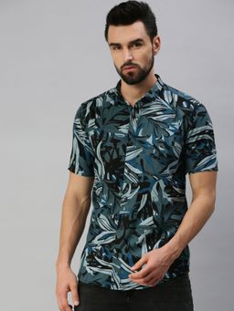SHOWOFFFF - Men Cotton Slim Fit Printed Shirts-blue