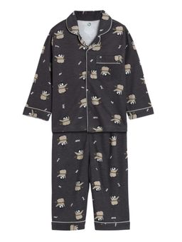 Cocoon Care - Grey Bamboo Printed Shirt With Pyjama