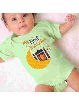 KNITROOT - Green Cotton Printed Bodysuit