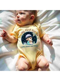 KNITROOT - Yellow Cotton Printed Bodysuit