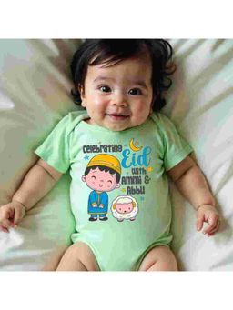 KNITROOT - Green Cotton Printed Bodysuit