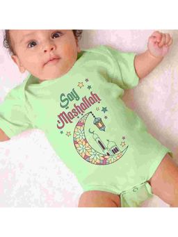 KNITROOT - Green Cotton Printed Bodysuit