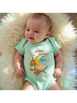 KNITROOT - Green Cotton Printed Bodysuit