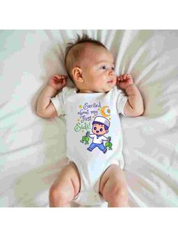 KNITROOT - White Cotton Printed Bodysuit