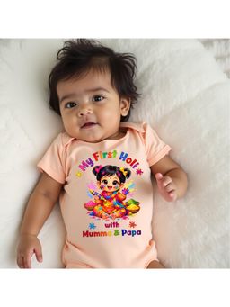 KNITROOT - Peach Cotton Printed Bodysuit
