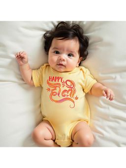 KNITROOT - Yellow Cotton Printed Bodysuit