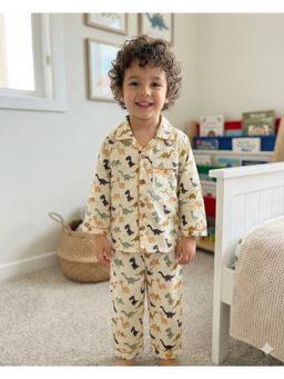 Tittertots - Cream Pure Cotton Printed Shirt With Pyjama