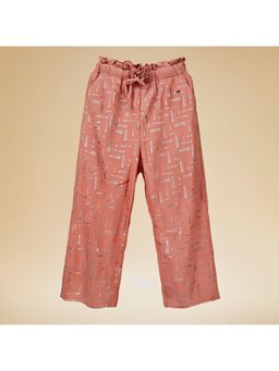 Purple United Kids - Pink Polyester Crepe Embellished Trouser