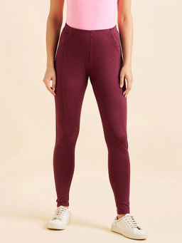 Sweet Dreams - Women Solid Ankle Tights - Burgundy
