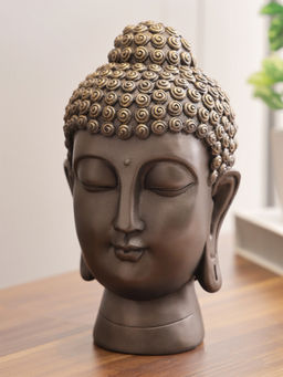 HomeTown - Zen Polyresin Buddha Head in Bronze-Gold Colour