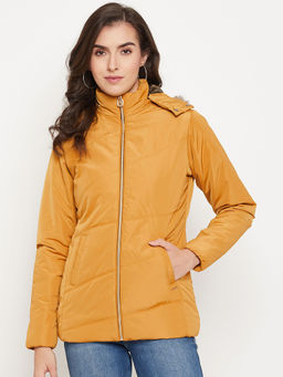 SPIRIT - Womens Orange Solid Slit Pocket Jacket