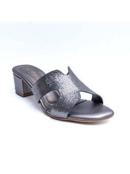 Dapper Feet - H-Mules Silver Block Heel