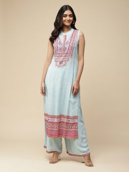 Aarke Ritu Kumar - Blue Printed Kurta with Palazzo (Set of 2)