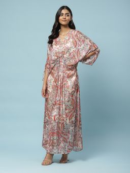 Aarke Ritu Kumar - Multi-Color Printed Kaftan Long Dress with Inner (Set of 2)