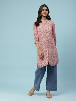 Aarke Ritu Kumar - Pink Floral Print Kurta