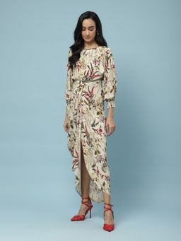 Aarke Ritu Kumar - Multi-Color Floral Print Wrap Maxi Dress