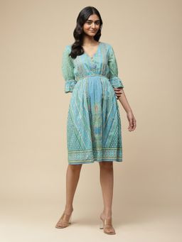 Aarke Ritu Kumar - Blue Printed Dress