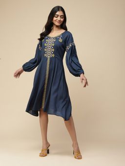 Aarke Ritu Kumar - Navy Blue Embroidered Dress