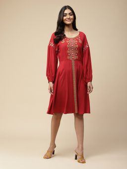 Aarke Ritu Kumar - Red Embroidered Dress