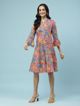 Aarke Ritu Kumar - Multi-Color Floral Print Tiered Dress