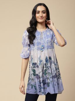 Aarke Ritu Kumar - Blue Floral Print Kurti