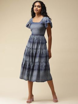Label Ritu Kumar - Blue Printed Midi Dress