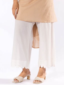 PANTS AND PAJAMAS - White Cotton Palazzo
