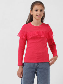 VERO MODA - Girls Solid Pink Top