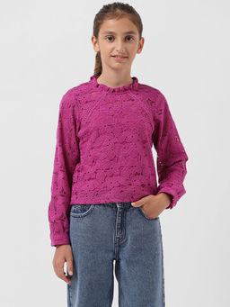 VERO MODA - Girls Embroidered Purple Top