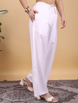 Tikhi Imli - White Color Rayon Palazzo