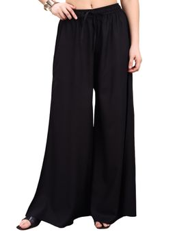 Tikhi Imli - Black Color Rayon Umbrella Palazzo