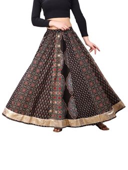 Tikhi Imli - Black Color Cotton Printed Kali Skirt