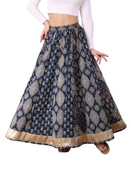 Tikhi Imli - Blue Color Cotton Printed Kali Skirt