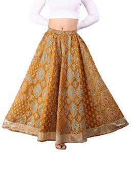 Tikhi Imli - Yellow Color Cotton Printed Kali Skirt