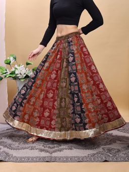 Tikhi Imli - Multi Color Cotton Printed Kali Skirt