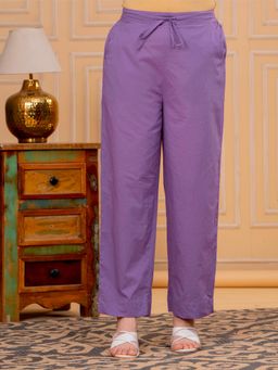 ARAMYA - Lavender Soft Cotton Solid Pant