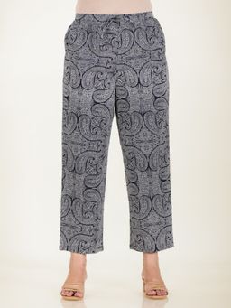 ARAMYA - Grey Soft Cotton Paisley Pant