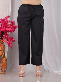 ARAMYA - Black Soft Cotton Solid Pant