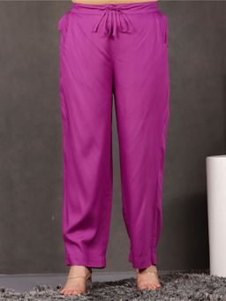 ARAMYA - Pink Viscose Solid Pant