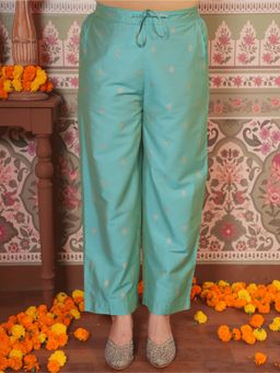 ARAMYA - Turquoise Roman Silk Solid Pant