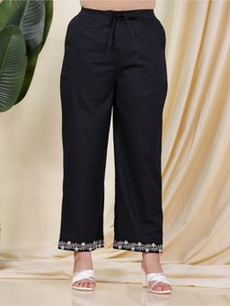 ARAMYA - Black Soft Cotton Solid Pant